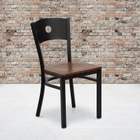Flash Furniture Hercules Series Black Circle Back Metal Restaurant Chair with Cherry Wood Seat XU-DG-60119-CIR-CHYW-GG